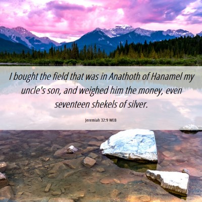 Picture 06 - Jeremiah 32:9 WEB - I bought the field that was in Anathoth of - Bible Verse Picture