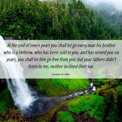 Picture 06 - Jeremiah 34:14 WEB - At the end of seven years you shall let go every - Bible Verse Picture