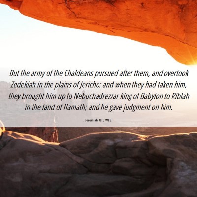Picture 06 - Jeremiah 39:5 WEB - But the army of the Chaldeans pursued after them, - Bible Verse Picture