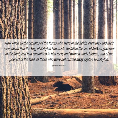 Picture 06 - Jeremiah 40:7 WEB - Now when all the captains of the forces who were - Bible Verse Picture