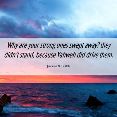 Picture 06 - Jeremiah 46:15 WEB - Why are your strong ones swept away? they didn't - Bible Verse Picture