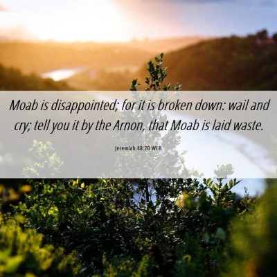 Picture 06 - Jeremiah 48:20 WEB - Moab is disappointed; for it is broken down: wail - Bible Verse Picture