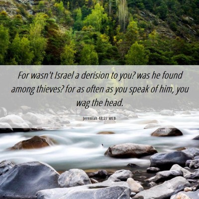 Picture 06 - Jeremiah 48:27 WEB - For wasn't Israel a derision to you? was he found - Bible Verse Picture