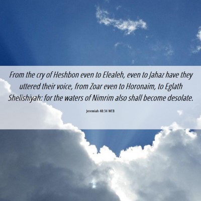 Picture 06 - Jeremiah 48:34 WEB - From the cry of Heshbon even to Elealeh, even to - Bible Verse Picture