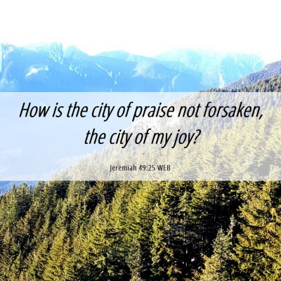 Picture 06 - Jeremiah 49:25 WEB - How is the city of praise not forsaken, the city - Bible Verse Picture