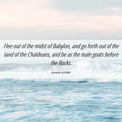 Picture 06 - Jeremiah 50:8 WEB - Flee out of the midst of Babylon, and go forth - Bible Verse Picture