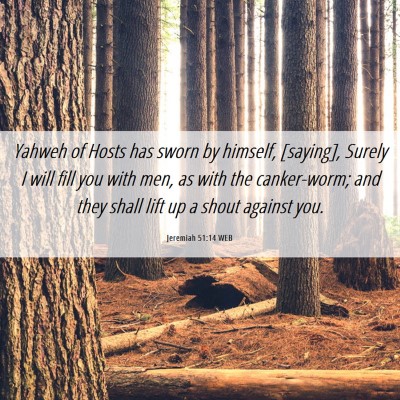 Picture 06 - Jeremiah 51:14 WEB - Yahweh of Hosts has sworn by himself, [saying], - Bible Verse Picture