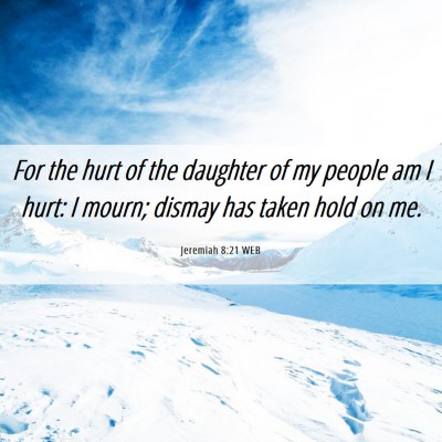Picture 06 - Jeremiah 8:21 WEB - For the hurt of the daughter of my people am I - Bible Verse Picture