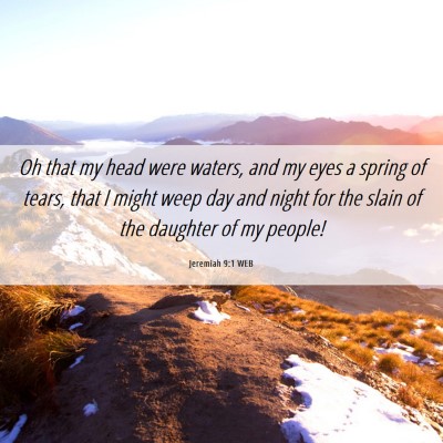 Picture 06 - Jeremiah 9:1 WEB - Oh that my head were waters, and my eyes a spring - Bible Verse Picture