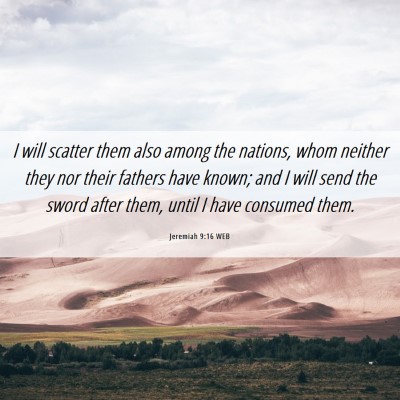 Picture 06 - Jeremiah 9:16 WEB - I will scatter them also among the nations, whom - Bible Verse Picture