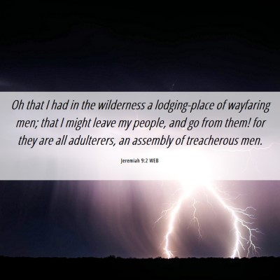 Picture 06 - Jeremiah 9:2 WEB - Oh that I had in the wilderness a lodging-place - Bible Verse Picture