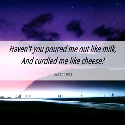 Picture 06 - Job 10:10 WEB - Haven't you poured me out like milk, And curdled - Bible Verse Picture