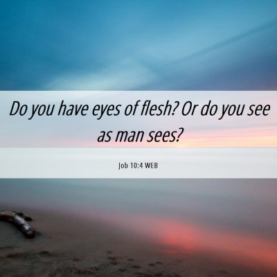 Picture 06 - Job 10:4 WEB - Do you have eyes of flesh? Or do you see as man - Bible Verse Picture