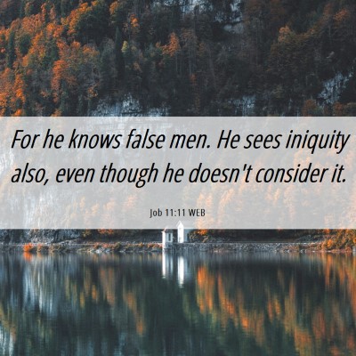 Picture 06 - Job 11:11 WEB - For he knows false men. He sees iniquity also, - Bible Verse Picture