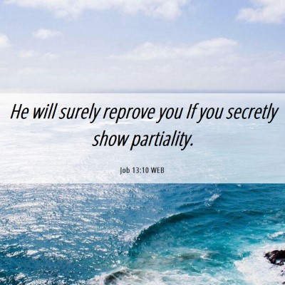 Picture 06 - Job 13:10 WEB - He will surely reprove you If you secretly show - Bible Verse Picture