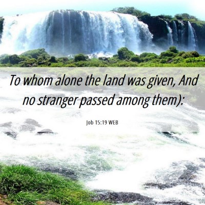 Picture 06 - Job 15:19 WEB - To whom alone the land was given, And no stranger - Bible Verse Picture