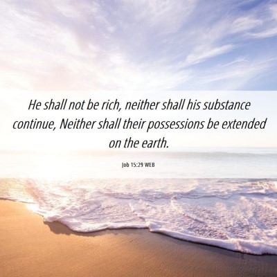 Picture 06 - Job 15:29 WEB - He shall not be rich, neither shall his substance - Bible Verse Picture