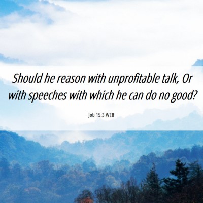 Picture 06 - Job 15:3 WEB - Should he reason with unprofitable talk, Or with - Bible Verse Picture