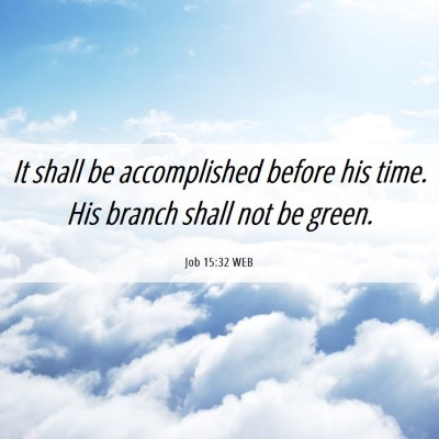Picture 06 - Job 15:32 WEB - It shall be accomplished before his time. His - Bible Verse Picture