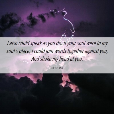 Picture 06 - Job 16:4 WEB - I also could speak as you do. If your soul were - Bible Verse Picture