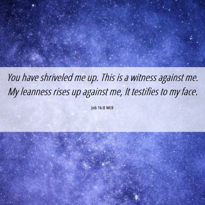 Picture 06 - Job 16:8 WEB - You have shriveled me up. This is a witness - Bible Verse Picture