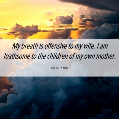 Picture 06 - Job 19:17 WEB - My breath is offensive to my wife. I am loathsome - Bible Verse Picture