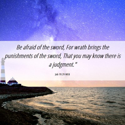 Picture 06 - Job 19:29 WEB - Be afraid of the sword, For wrath brings the - Bible Verse Picture