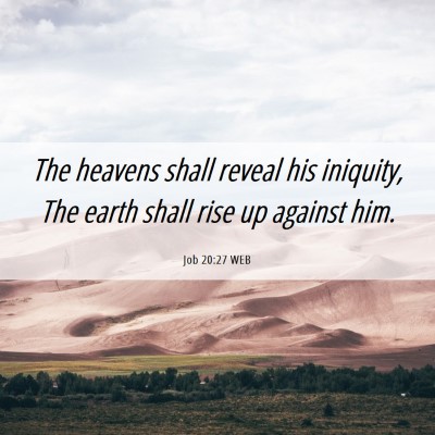 Picture 06 - Job 20:27 WEB - The heavens shall reveal his iniquity, The earth - Bible Verse Picture