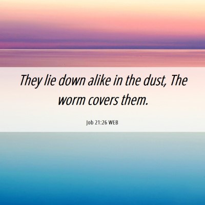 Picture 06 - Job 21:26 WEB - They lie down alike in the dust, The worm covers - Bible Verse Picture