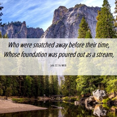 Picture 06 - Job 22:16 WEB - Who were snatched away before their time, Whose - Bible Verse Picture