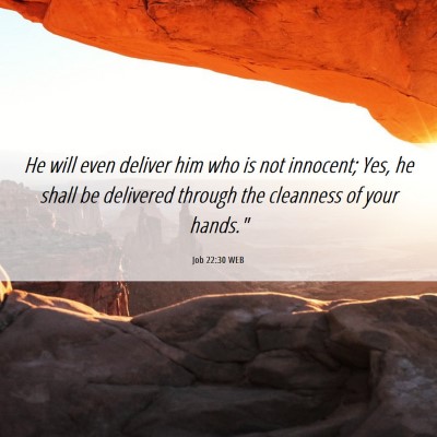 Picture 06 - Job 22:30 WEB - He will even deliver him who is not innocent; - Bible Verse Picture