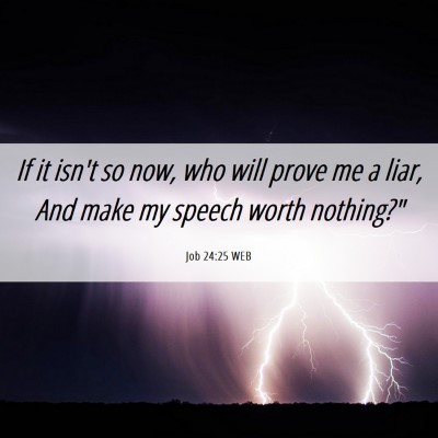 Picture 06 - Job 24:25 WEB - If it isn't so now, who will prove me a liar, And - Bible Verse Picture