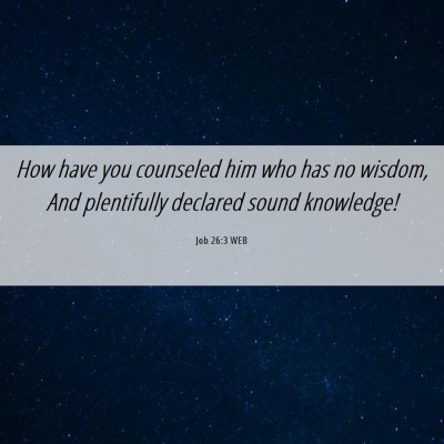 Picture 06 - Job 26:3 WEB - How have you counseled him who has no wisdom, And - Bible Verse Picture
