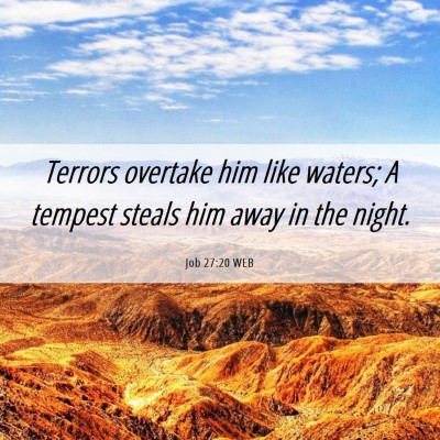 Picture 06 - Job 27:20 WEB - Terrors overtake him like waters; A tempest - Bible Verse Picture