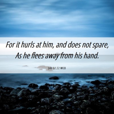 Picture 06 - Job 27:22 WEB - For it hurls at him, and does not spare, As he - Bible Verse Picture
