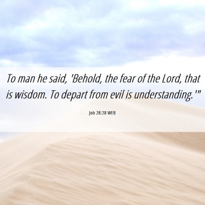 Picture 06 - Job 28:28 WEB - To man he said, 'Behold, the fear of the Lord, - Bible Verse Picture