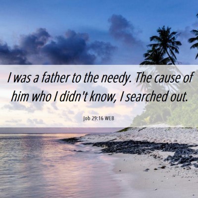 Picture 06 - Job 29:16 WEB - I was a father to the needy. The cause of him who - Bible Verse Picture