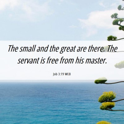Picture 06 - Job 3:19 WEB - The small and the great are there. The servant is - Bible Verse Picture
