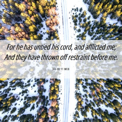Picture 06 - Job 30:11 WEB - For he has untied his cord, and afflicted me; And - Bible Verse Picture
