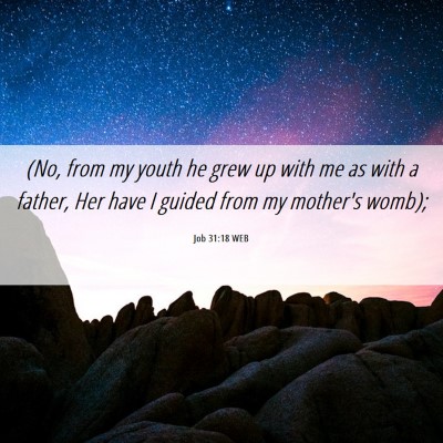 Picture 06 - Job 31:18 WEB - (No, from my youth he grew up with me as with a - Bible Verse Picture