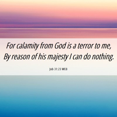 Picture 06 - Job 31:23 WEB - For calamity from God is a terror to me, By - Bible Verse Picture