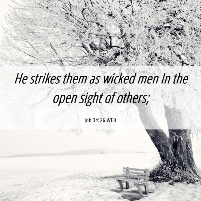 Picture 06 - Job 34:26 WEB - He strikes them as wicked men In the open sight - Bible Verse Picture