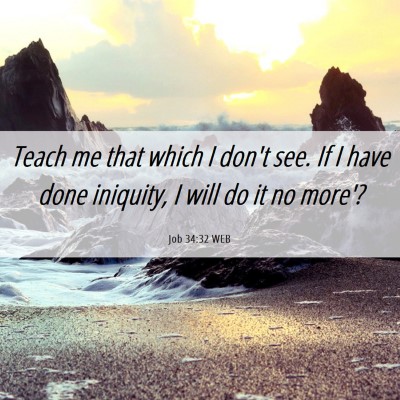 Picture 06 - Job 34:32 WEB - Teach me that which I don't see. If I have done - Bible Verse Picture
