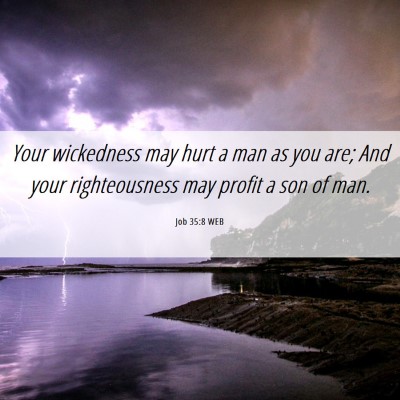 Picture 06 - Job 35:8 WEB - Your wickedness may hurt a man as you are; And - Bible Verse Picture