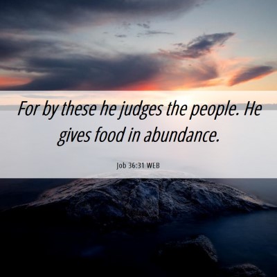 Picture 06 - Job 36:31 WEB - For by these he judges the people. He gives food - Bible Verse Picture