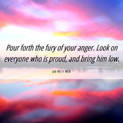 Picture 06 - Job 40:11 WEB - Pour forth the fury of your anger. Look on - Bible Verse Picture