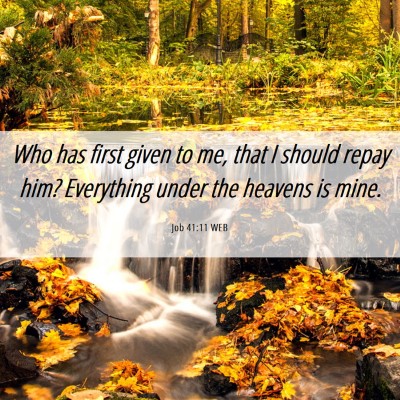 Picture 06 - Job 41:11 WEB - Who has first given to me, that I should repay - Bible Verse Picture