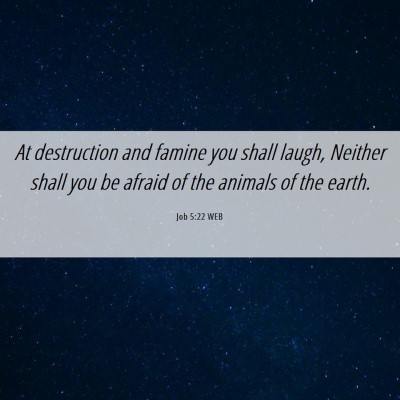Picture 06 - Job 5:22 WEB - At destruction and famine you shall laugh, - Bible Verse Picture