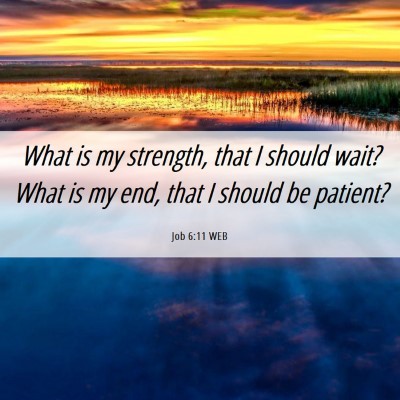 Picture 06 - Job 6:11 WEB - What is my strength, that I should wait? What is - Bible Verse Picture