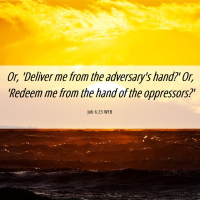 Picture 06 - Job 6:23 WEB - Or, 'Deliver me from the adversary's hand?' Or, - Bible Verse Picture